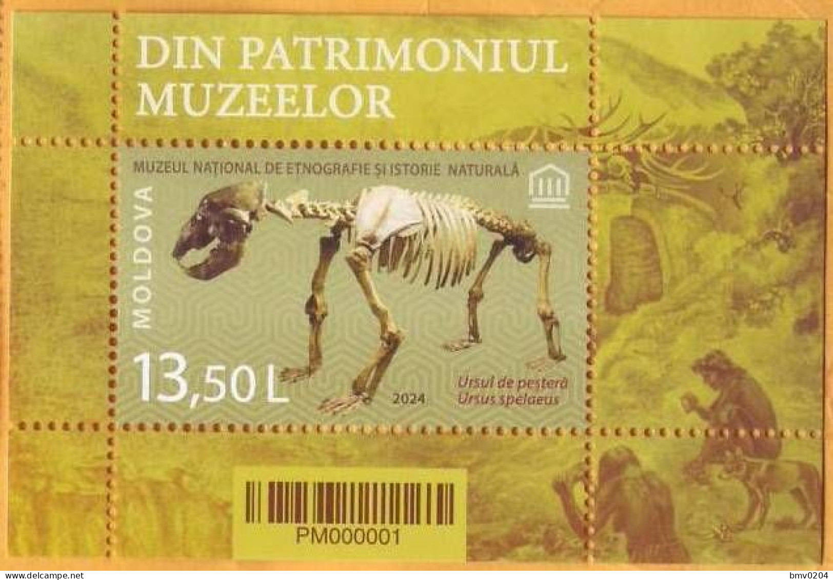 2024 Moldova „From The Museums’ Patrimony” Fossils The Cave Bear (Ursus Spelaeus) (block) - Moldova