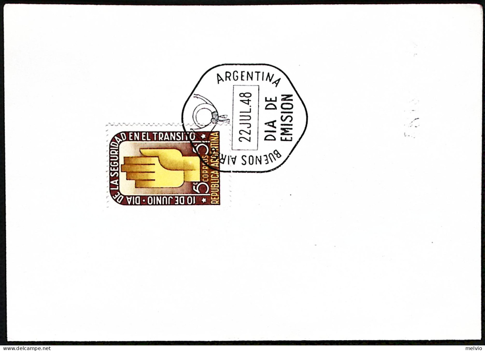 1948-Argentina Raro Foglietto Numerato 5c. Dia De La Seguridad En El Transito - Storia Postale