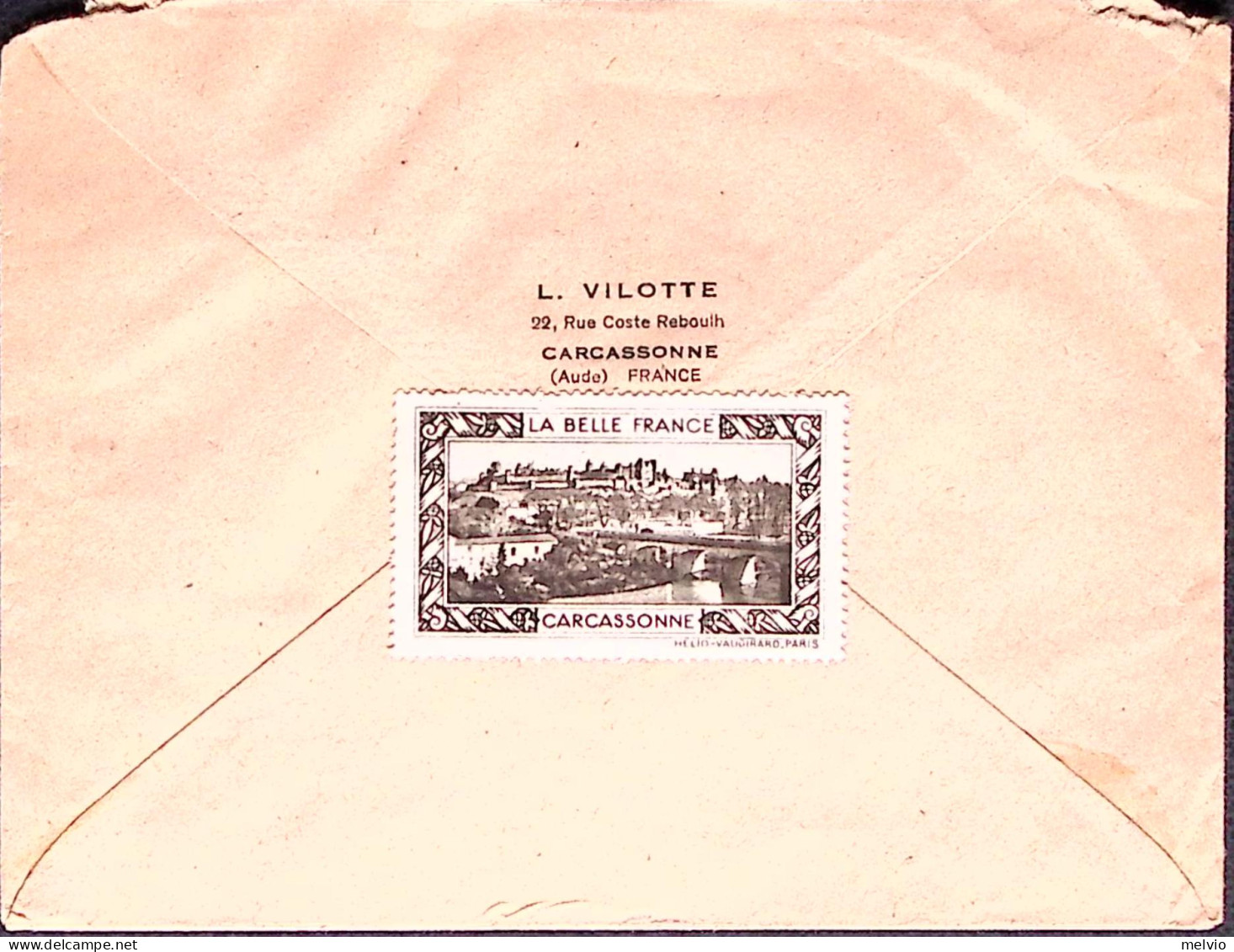 1947-Francia Raccomandata Con Bella Affrancatura Varia Al Verso Chiudilettera "C - Lettres & Documents