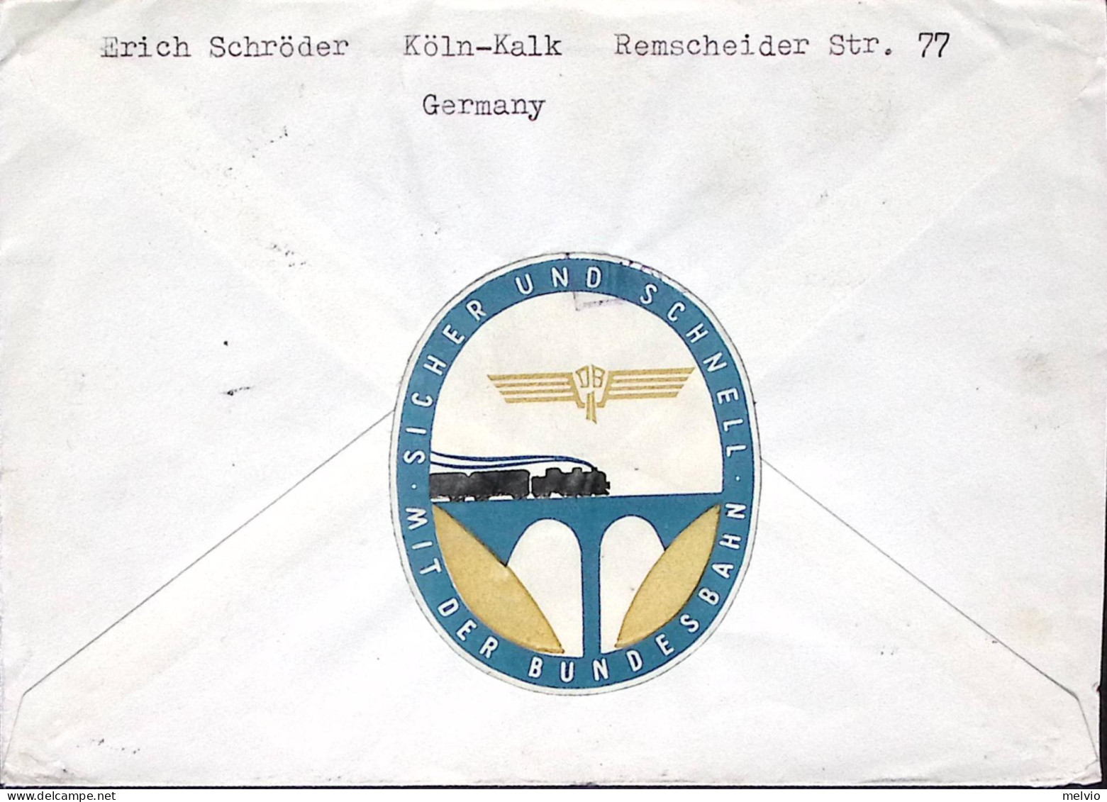 1954-Germania Lettera Aerea Per Gli U.S.A. Affrancatura Varia E Chiudilettera Si - Covers & Documents