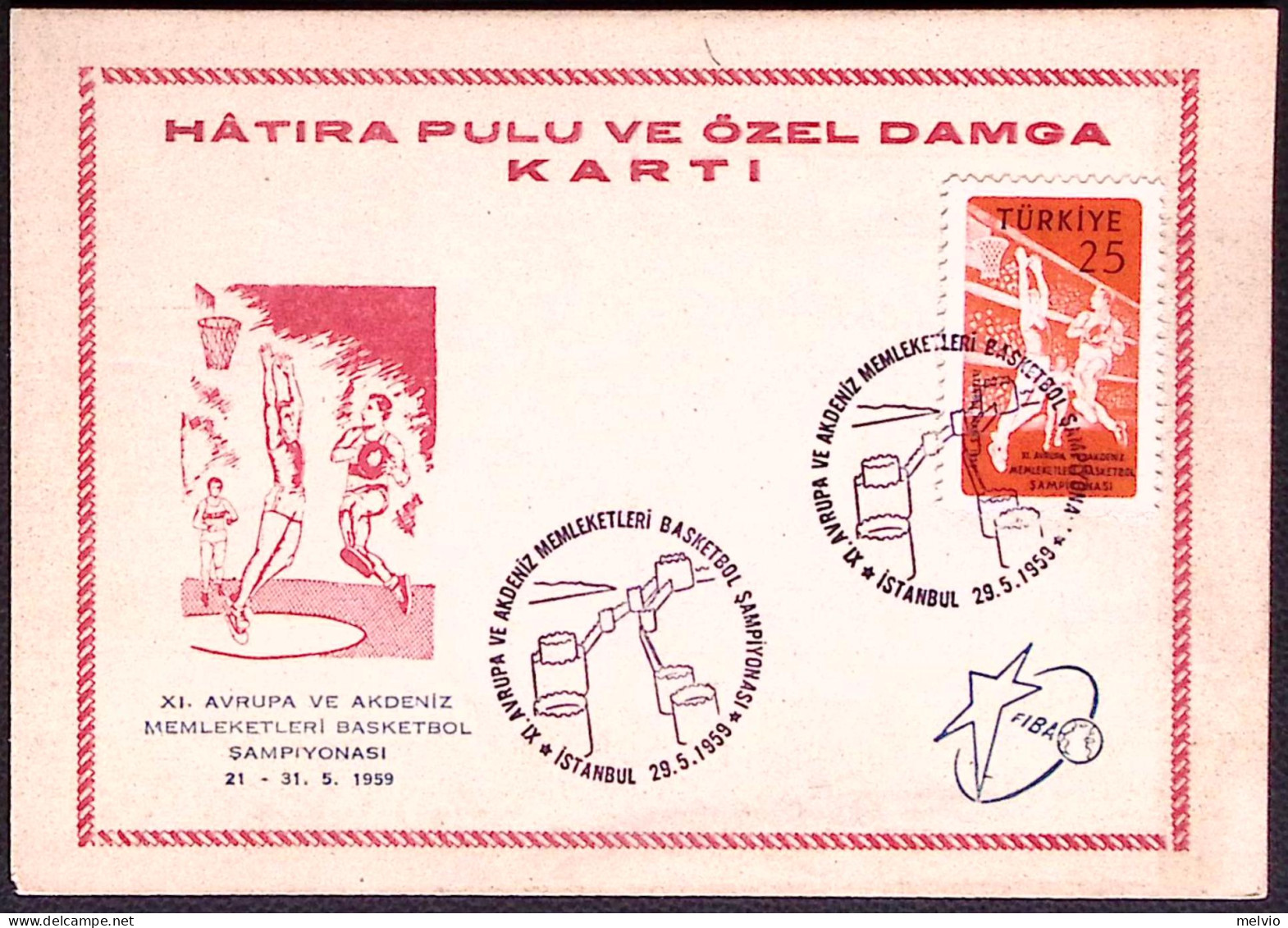 1959-Turchia Cartolina Maximum Pallacanestro - Basketball