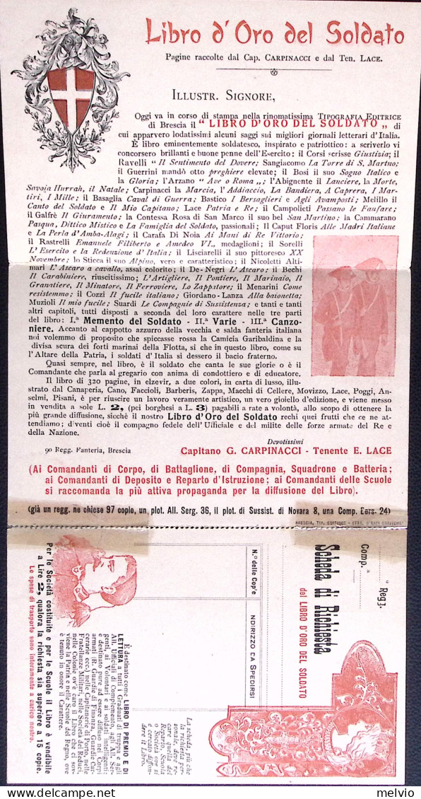 1900-cartolina Tripla Pubblicitaria Il Libro D'oro Del Soldato - Publicité