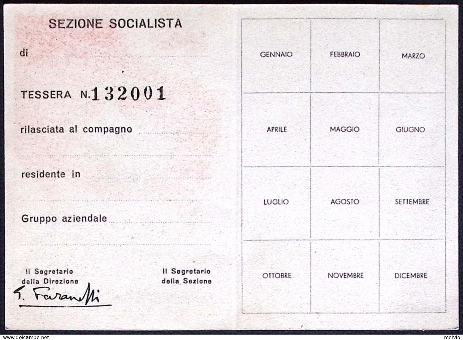 1947-tessera Programma Del P.S.L.I. PARTITO SOCIALISTA LAVORATORI ITALIANI - Membership Cards