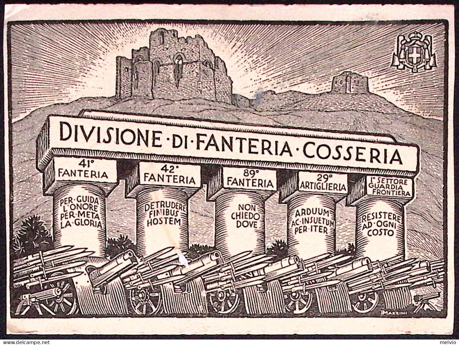 1936-Divisione Di Fanteria Cosseria, Scritta Ma Non Viaggiata - Patriotiques