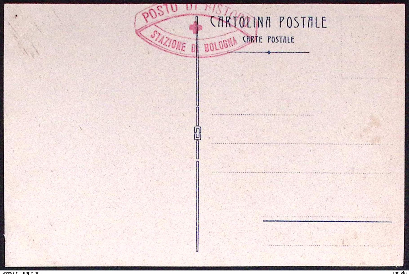 1918-Sempre Avanti! Illustatore Metlicovitz, Bollo Posto Di Ristoro Stazione Di  - Patriotiques
