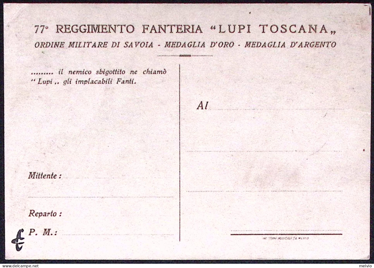 1940circa-77^ Reggimento Lupi Toscana, Illustratore Zamperoni - District 02