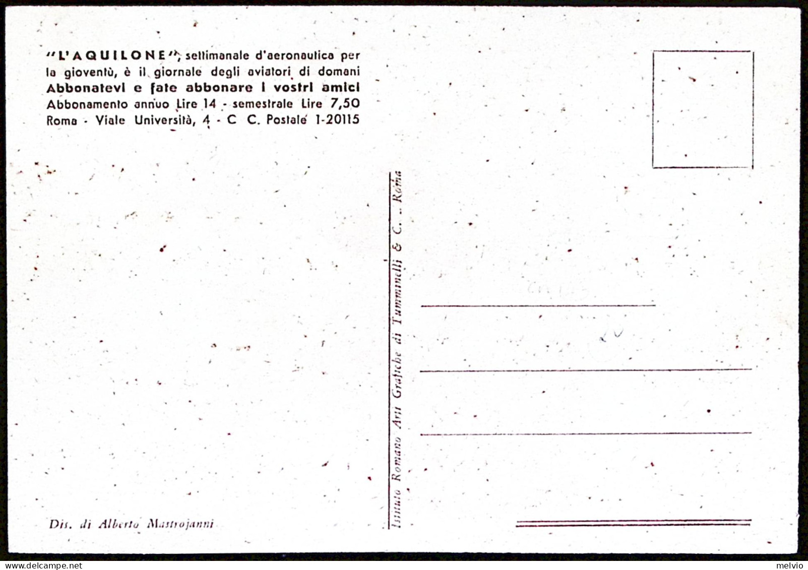 1936-pubblicitaria Per L'abbonamento Alla Rivista Aviatoria L'AQUILONE, Illustra - Publicité