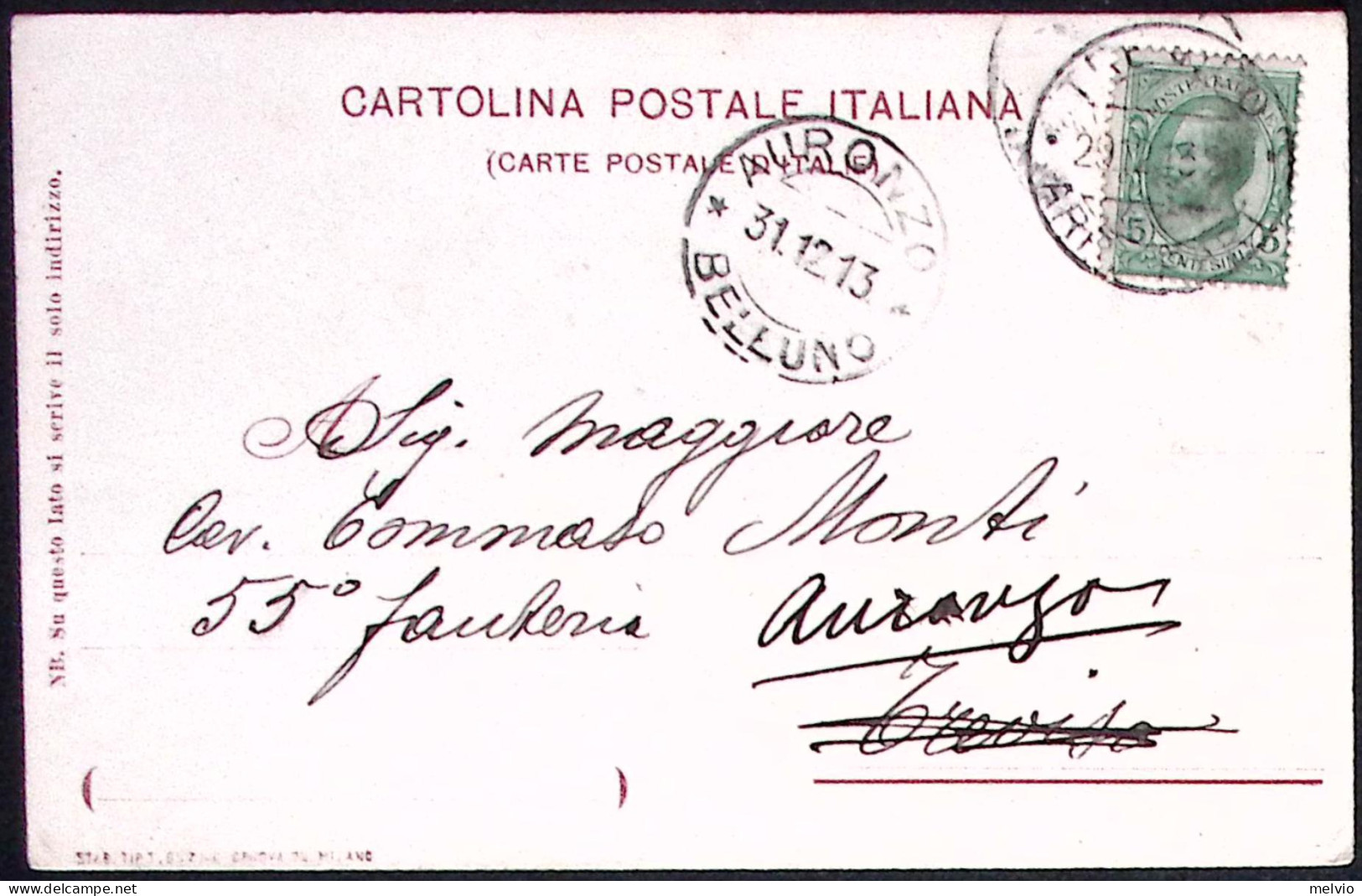 1913-reggimentale 33^ Fanteria Gli Antenati Del Reggimento, Auronzo BL Del 31.12 - Patriotic