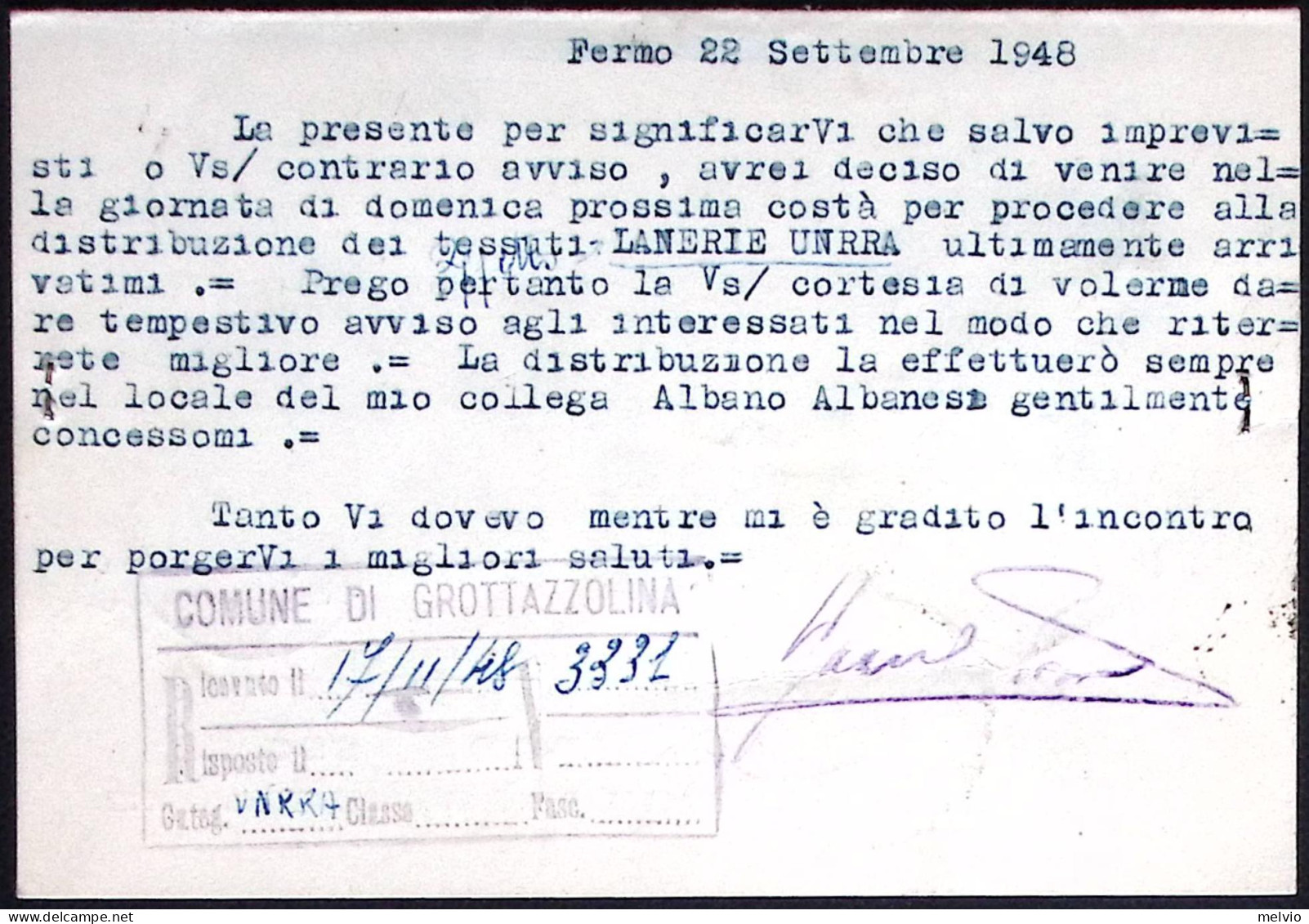 1948-cartolina Con Intestazione Pubblicitaria Casa Del Corredo Rossi Raoul Di Fe - 1946-60: Marcofilia
