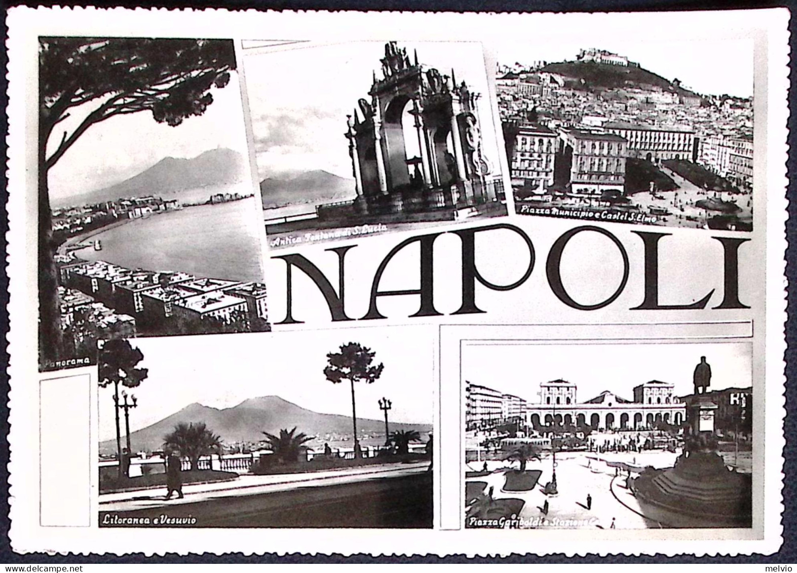 1950-cartolina Di Napoli Con 5 Belle Vedute Affrancata Coppia L.5 Democratica - Napoli (Neapel)