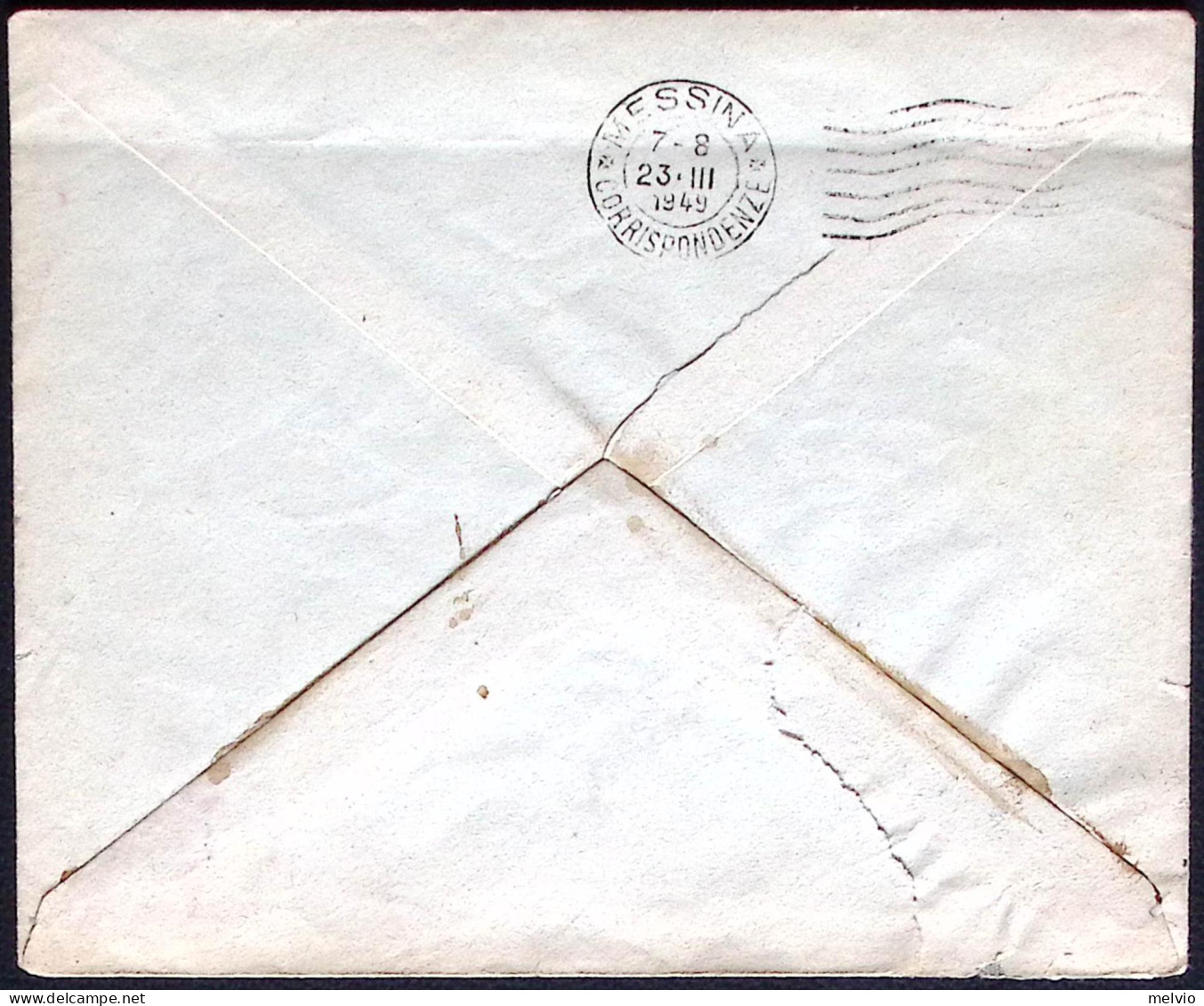 1949-lettera Affrancata L. 15 Per Fermo Posta In Messina Tassata In Arrivo Con L - 1946-60: Marcofilia