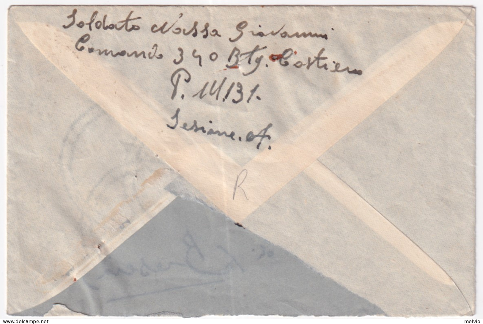 1943-Ufficio Postale Militare N.131 Sez.A Manoscritto Al Verso Di Busta, Annullo - Guerre 1939-45