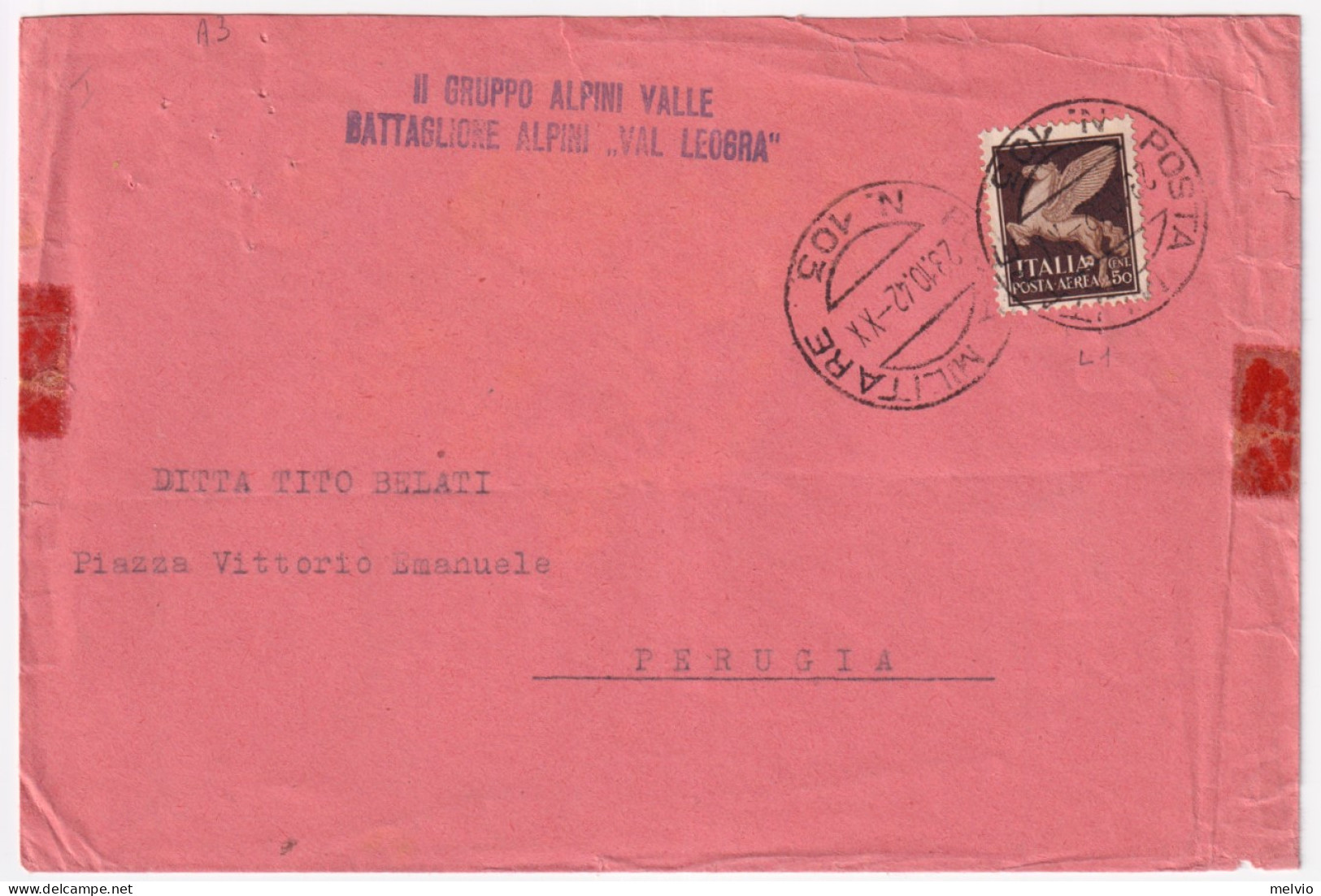 1942-Posta Militare N. 103 C.2 (23.10) Su Busta E Lineare II^Gruppo Valle/Battag - Marcophilia