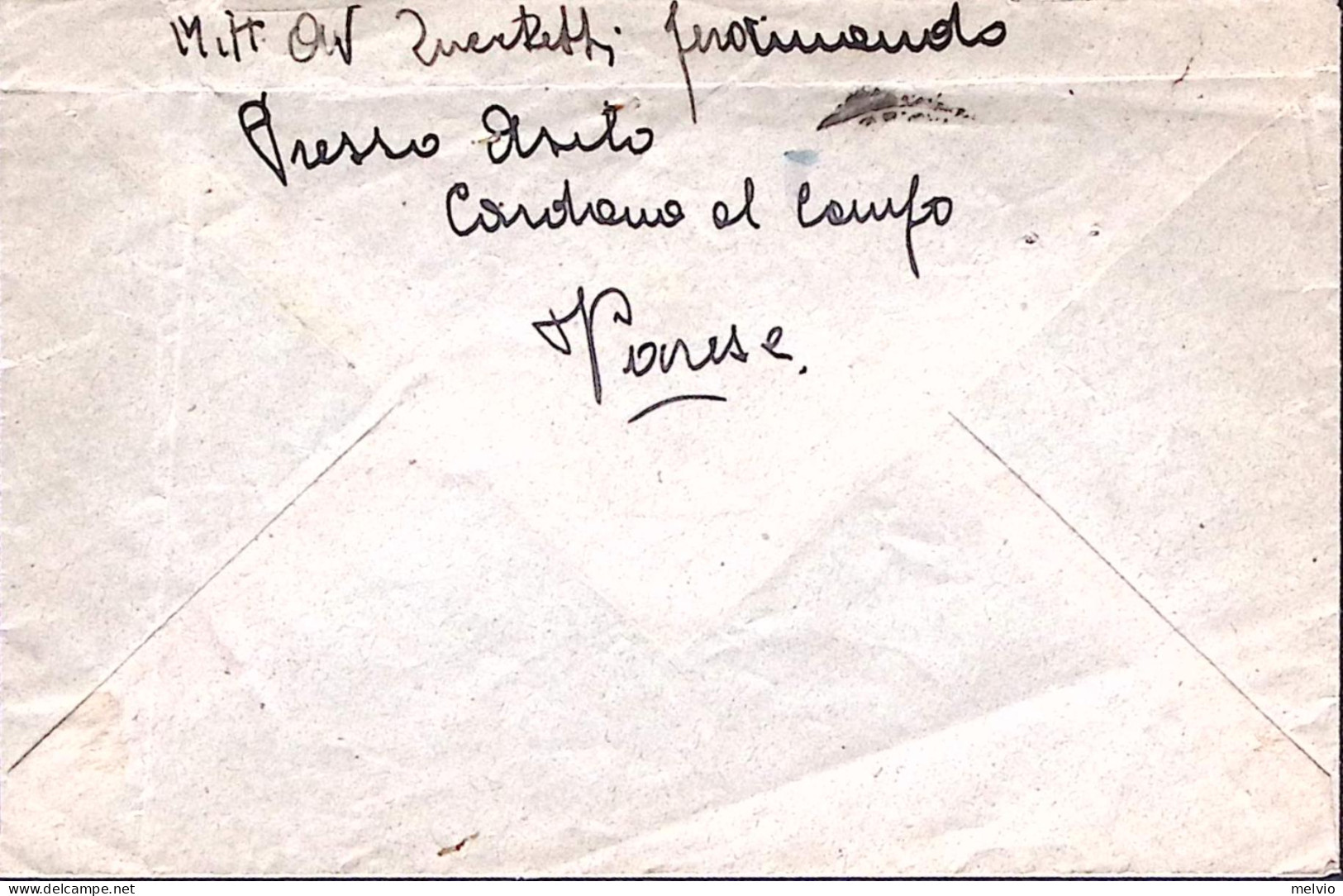 1944-R.S.I. Av. C/o Asilo Di Cardano Al Campo Manoscritto Al Verso Di Busta Card - Guerra 1939-45