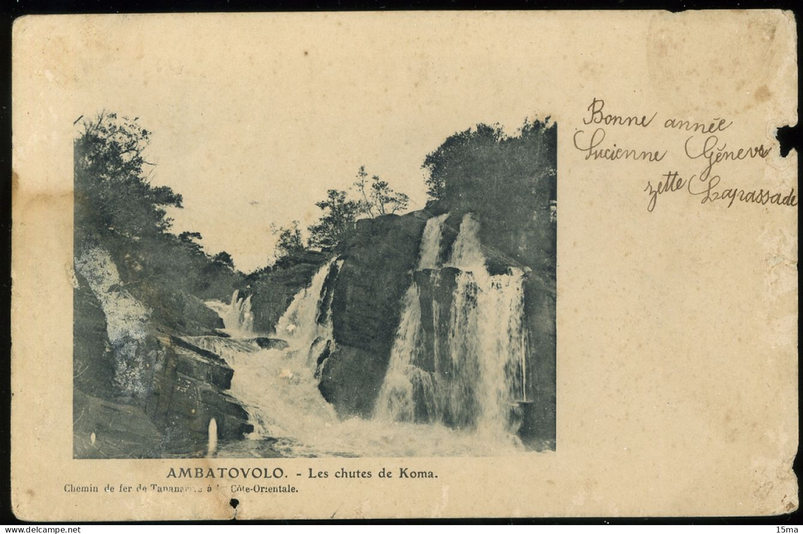 Ambatovolo Les Chutes De Koma 1908 Mauvais état Trous - Madagaskar