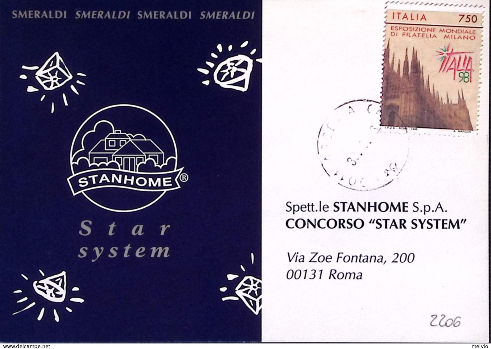 1996-CONCORSO STAR SYSTEM Della Ditta STANHOME, Viaggiata - 1991-00: Marcophilie