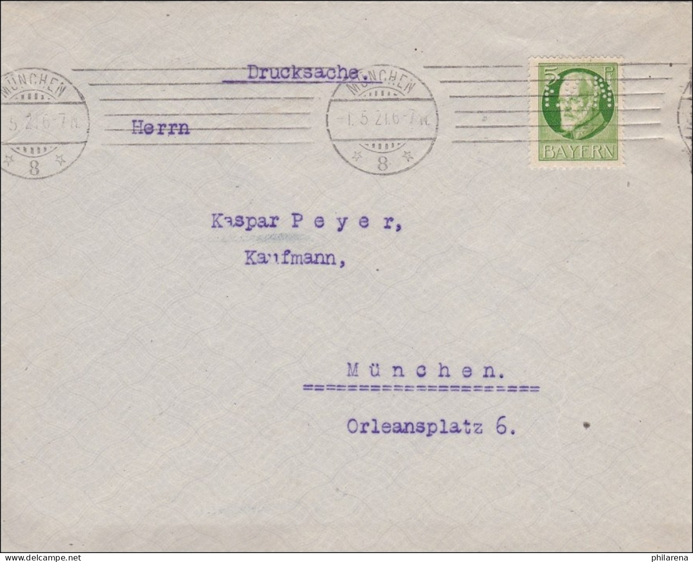 Bayern: Drucksache Brief 1921, Von Innerhalb Münchens - Lettres & Documents