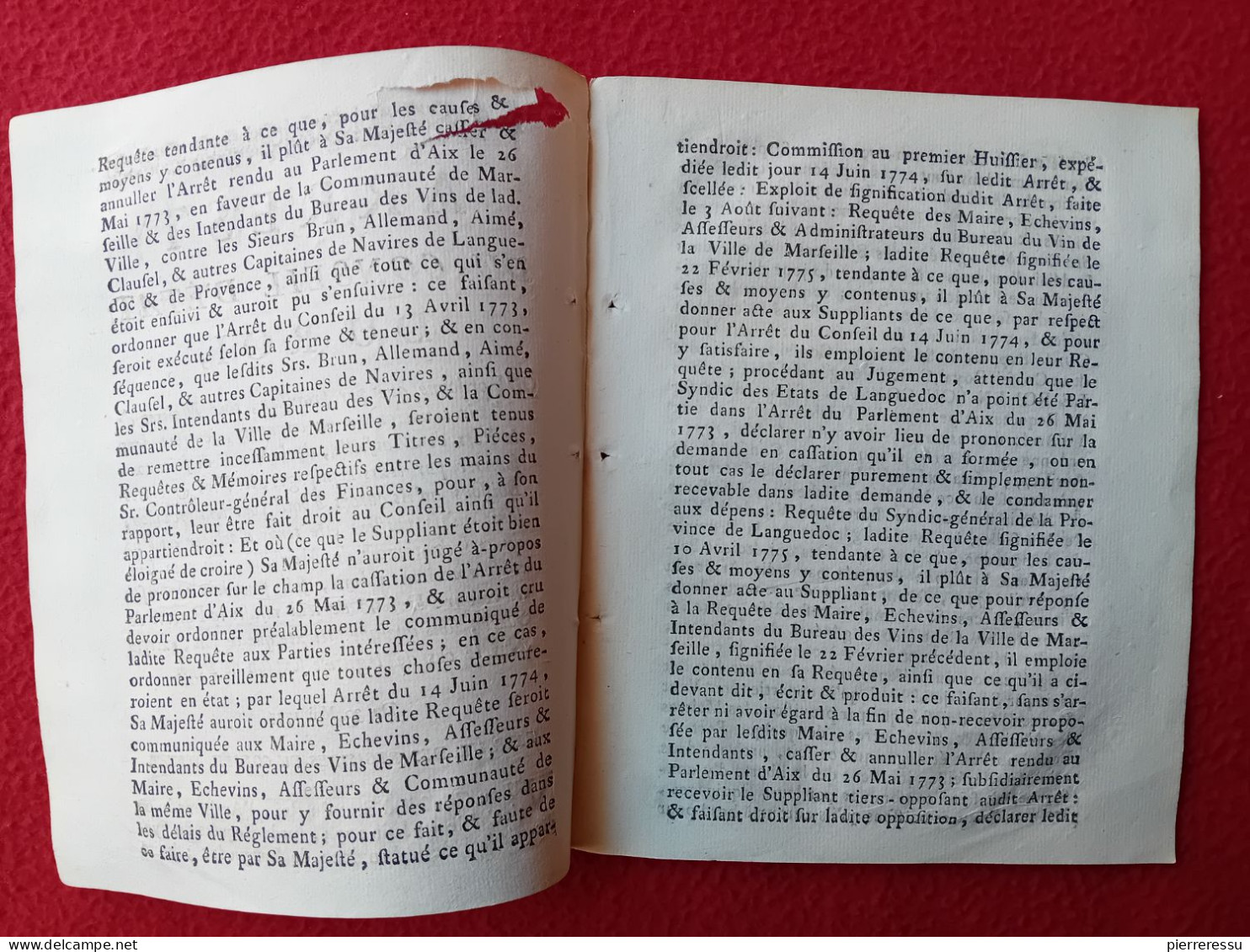 LOI 1775 PORT MARSEILLE MAITRES DE NAVIRES CONSOMATION VINS ET AUTRES BOISSONS SOUPÇON DE PESTE - Historical Documents