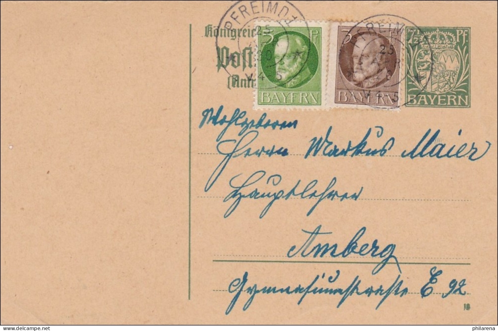 Bayern: 1920 Von Pfreimd Nach Amberg - Lettres & Documents