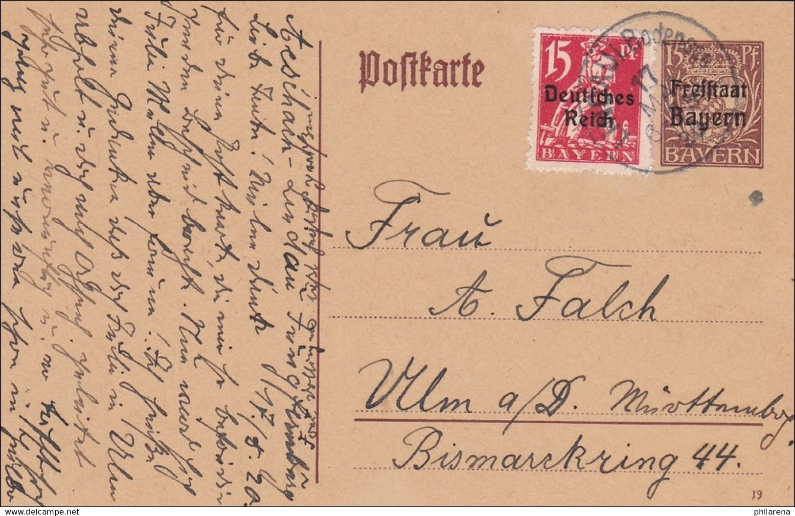 Bayern: 1920 Ganzsache Von Lindau Nach Ulm - Postal  Stationery