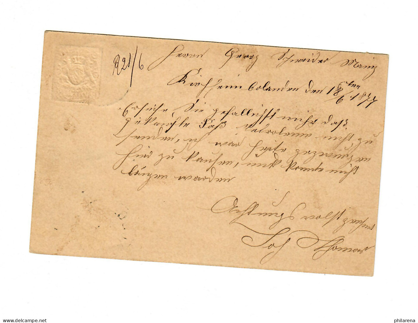 Bayern: 1877, Ganzsache Nach Mainz - Postal  Stationery