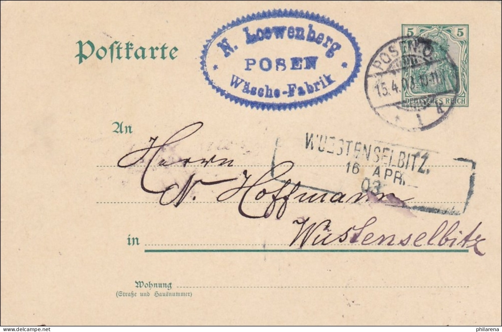Bayern: 1903 Ganzsache Von Posen Nach Wüstenselbitz - Postal  Stationery