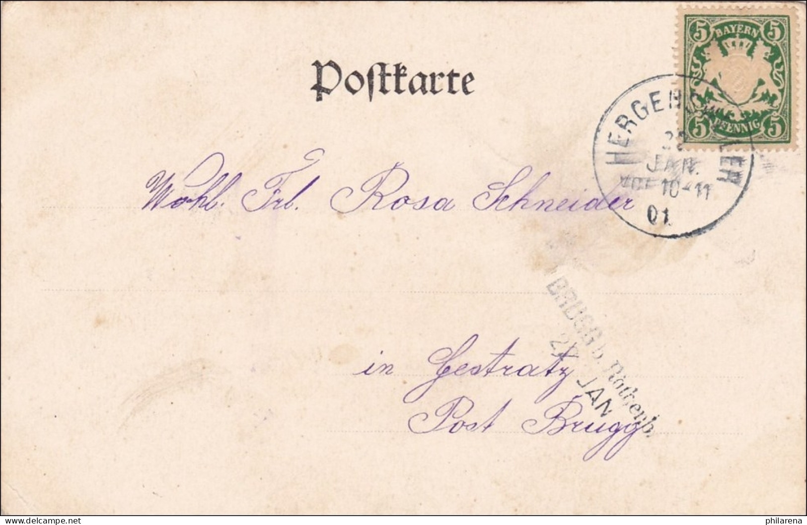 Bayern: 1901, Postkarte Brugg B. Röthenbach Mit Kinderabbildung , Hamburg - Covers & Documents