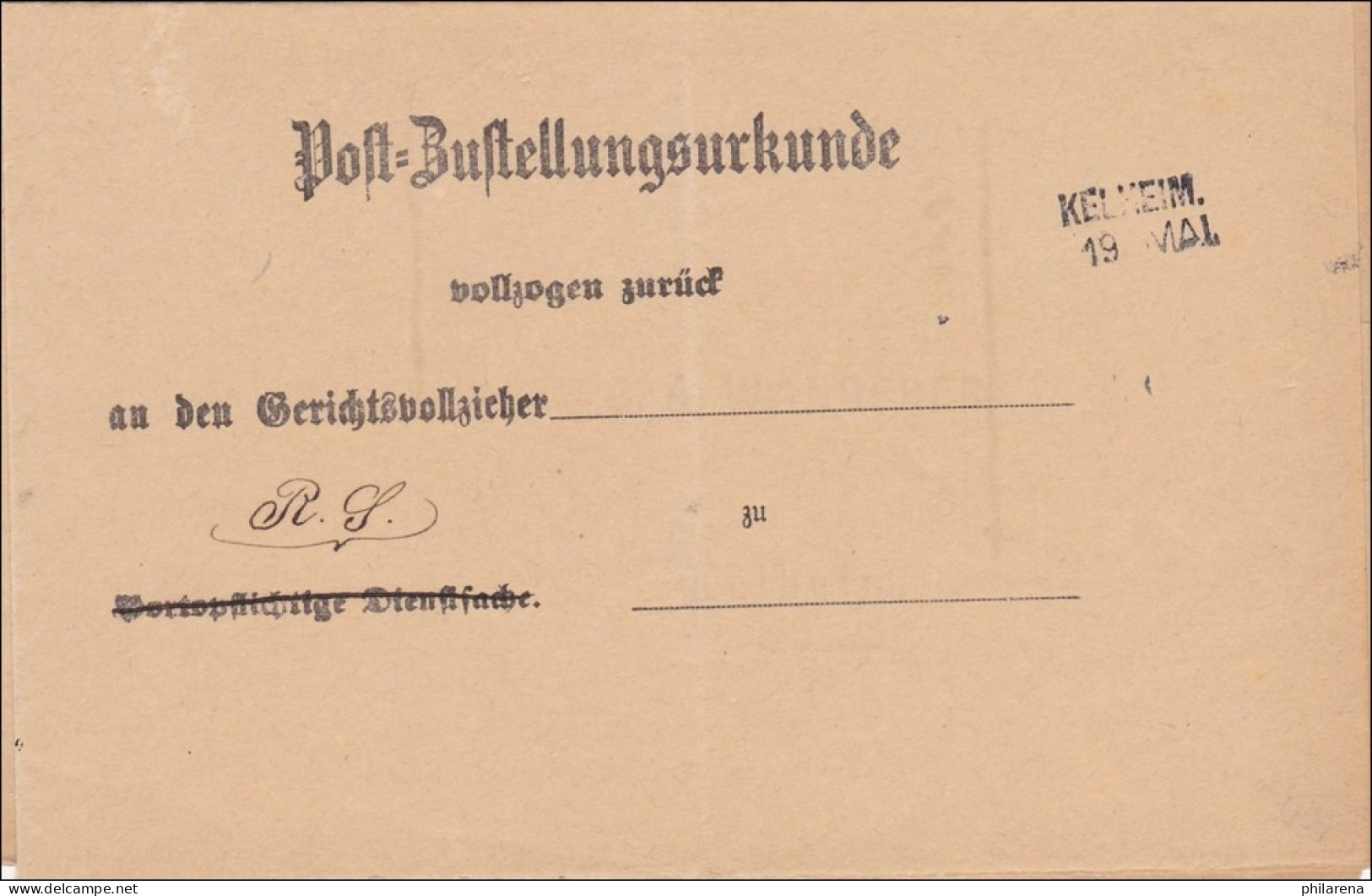 Bayern: 1885, Postzustellungsurkunde Von Kelheim Nach Wettenburg - Lettres & Documents