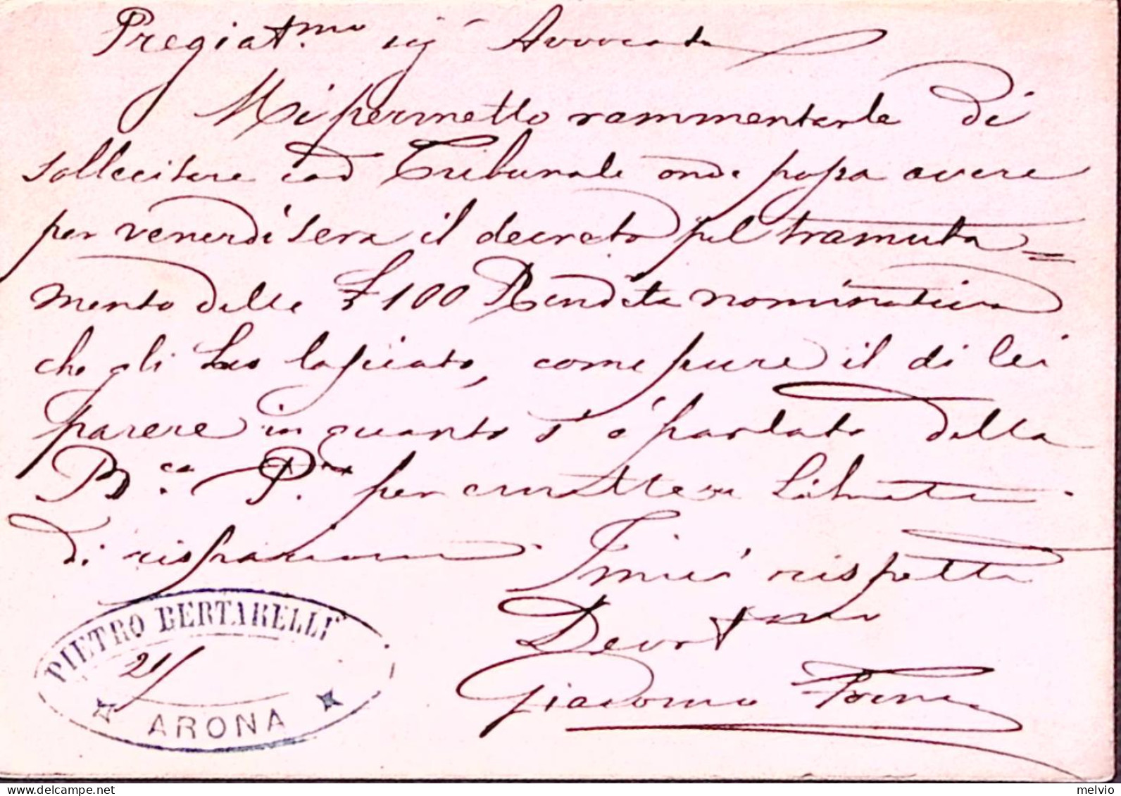 1877-ARONA C1 (21.2) Su Cartolina Postale R.P.c.15 Parte Domanda - Stamped Stationery