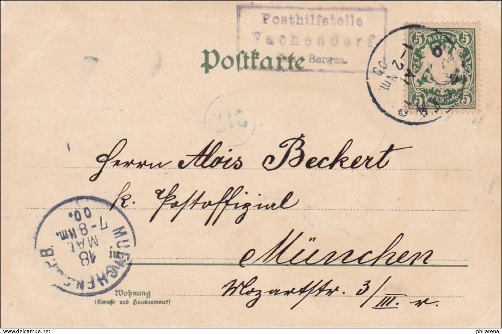 Bayern: 1900, Postkarte Von Vachendorf Nach München, Seltener Stempel - Cartas & Documentos