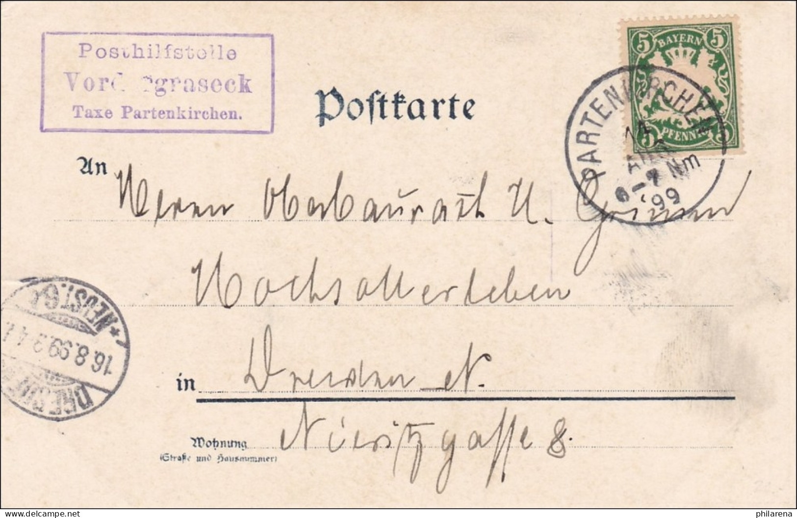 Bayern:899, Postkarte Von Vordergraseck/Grasek - Covers & Documents