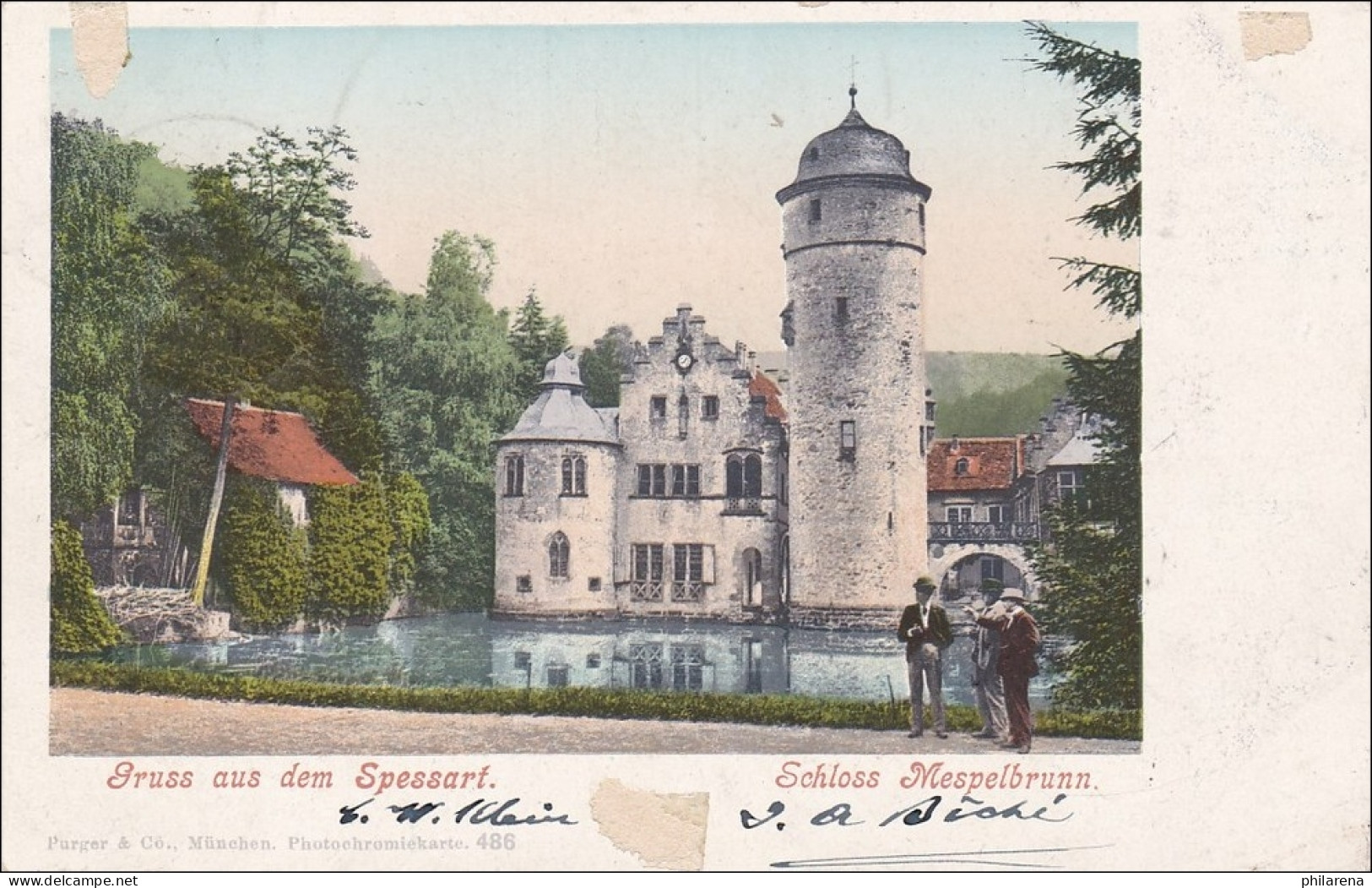 Bayern: 1912, Postkarte Schloss Mespelbrunn (Posthilfsstelle) Nach Mainz - Lettres & Documents