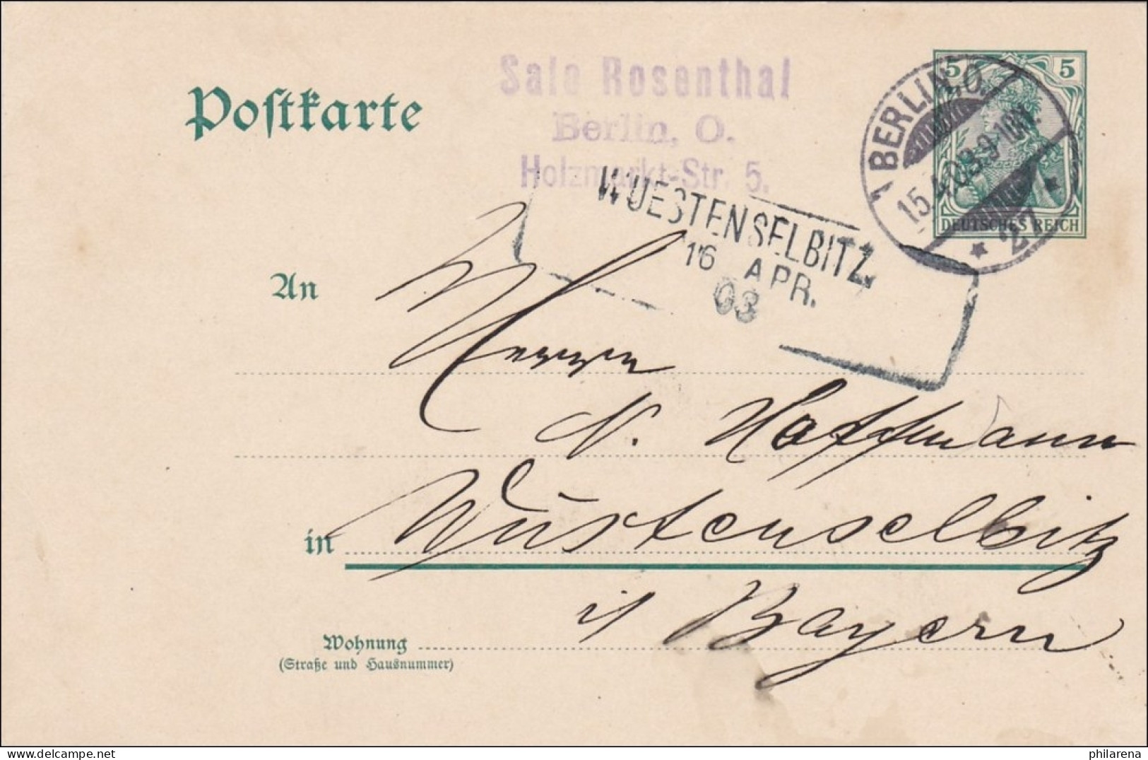 Bayern: 1909, Postkarte Von Berlin Nach Wüstenselbitz - Lettres & Documents