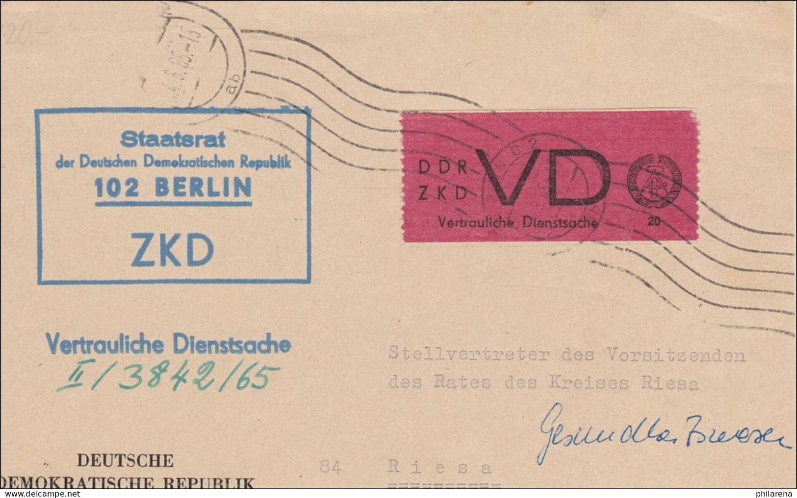 DDR: 1965: ZKD - Vertraulich Von Berlin Nach Riesa - Covers & Documents