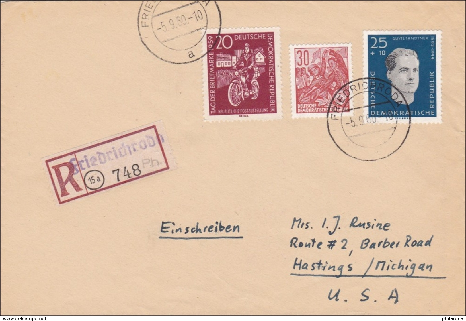 DDR: 1960: Einschreiben Von Friedrichsroda Nach USA - Covers & Documents