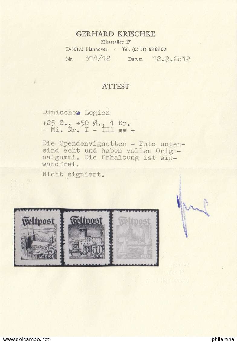 Dänemark: Deutsche Besetzung:  LEGION FELDPOST MiNr. I-III, Spendenvignetten - Feldpost World War II