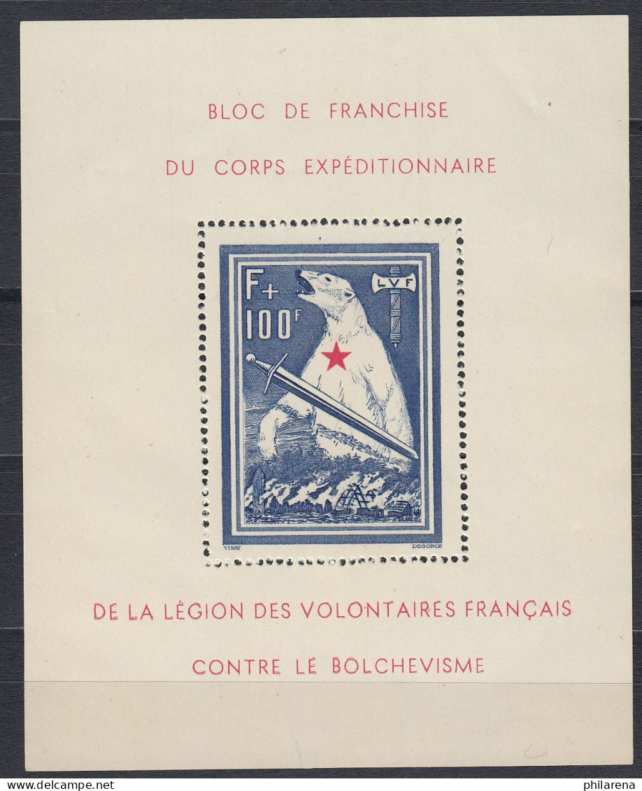Frankreich 1941:  Block I/I, Postfrisch, ** Eisbär - Occupation 1938-45