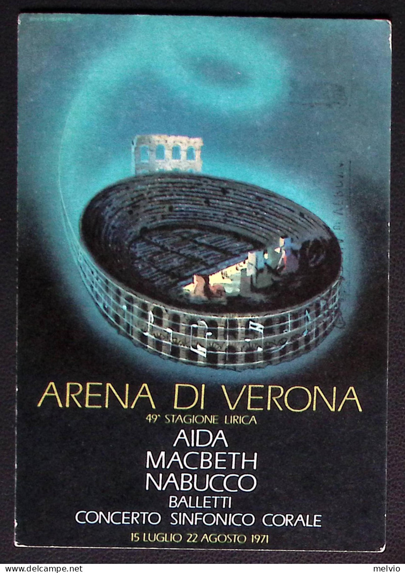 1971-VERONA ARENA, Programmma Manifestazione Su Cartolina, Annullo Speciale (5.6 - Musique