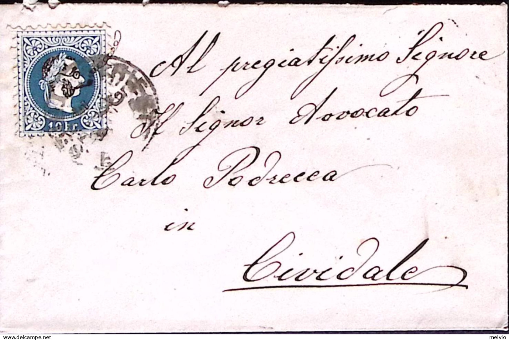 1881-AUSTRIA K.10 Su Busta Cividale (9.1) Per Citta' - Other & Unclassified
