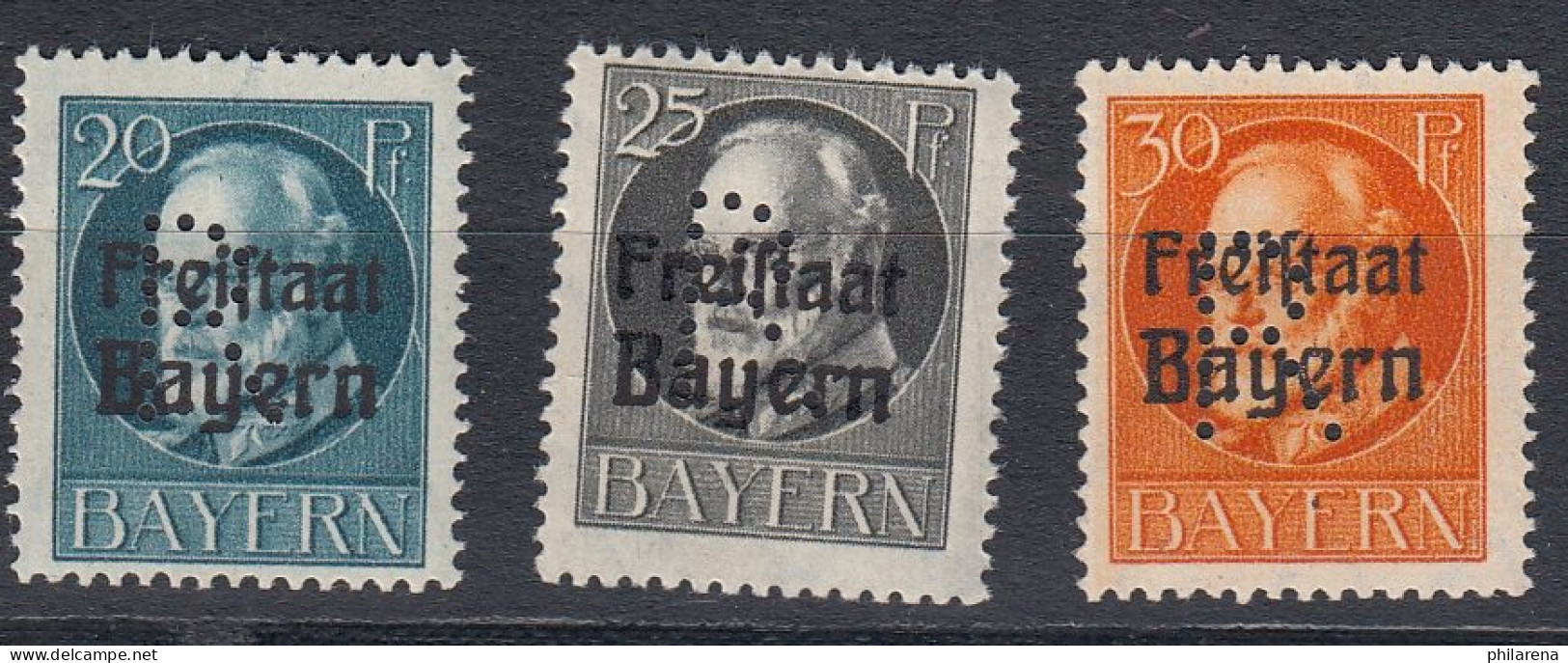 Bayern: Freistaat MiNr. 25-31, BPP Signiert Mit Lochung  R - Perfin - Mint