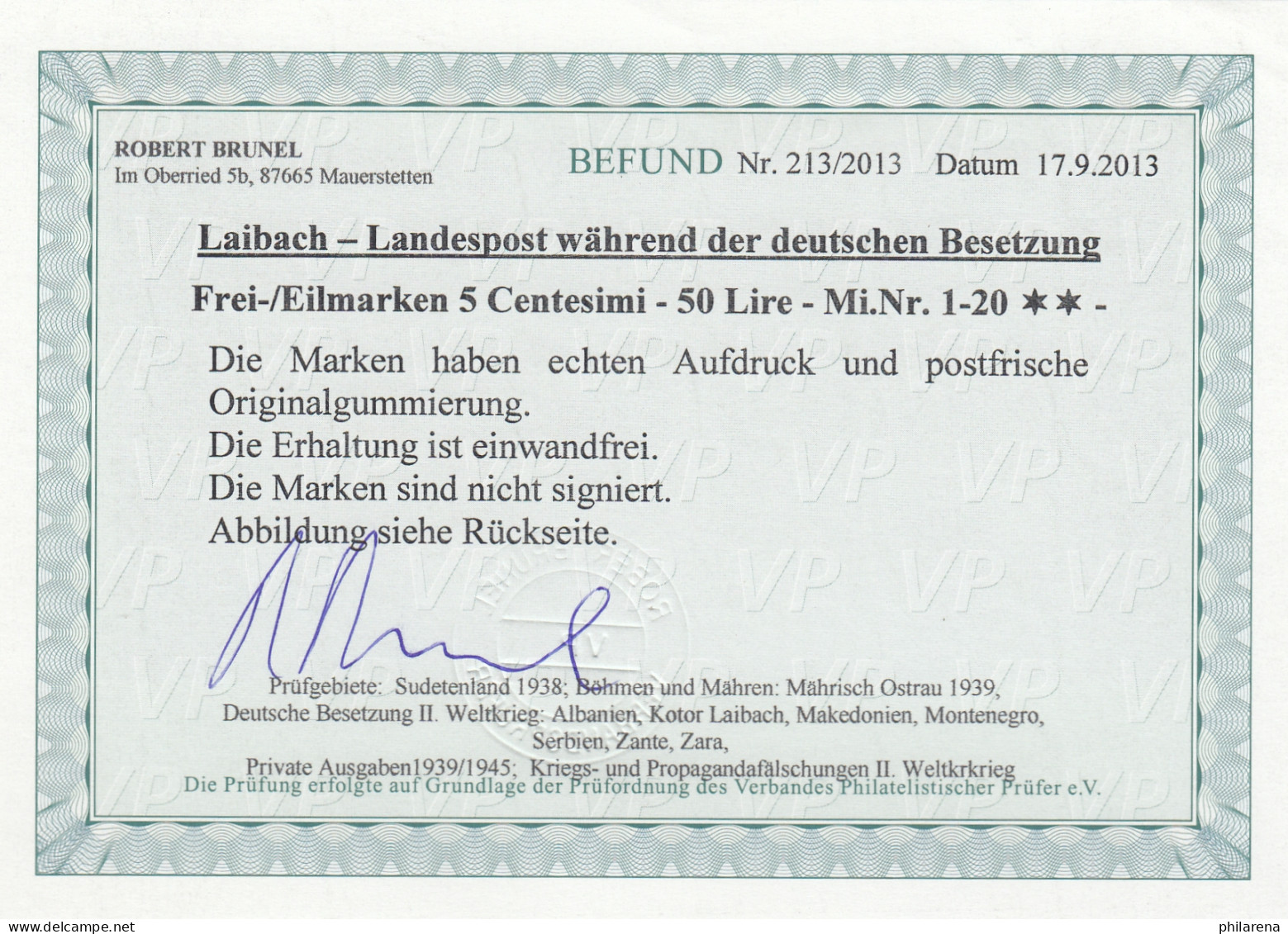 Laibach: MiNr. 1-20, ** - Occupation 1938-45