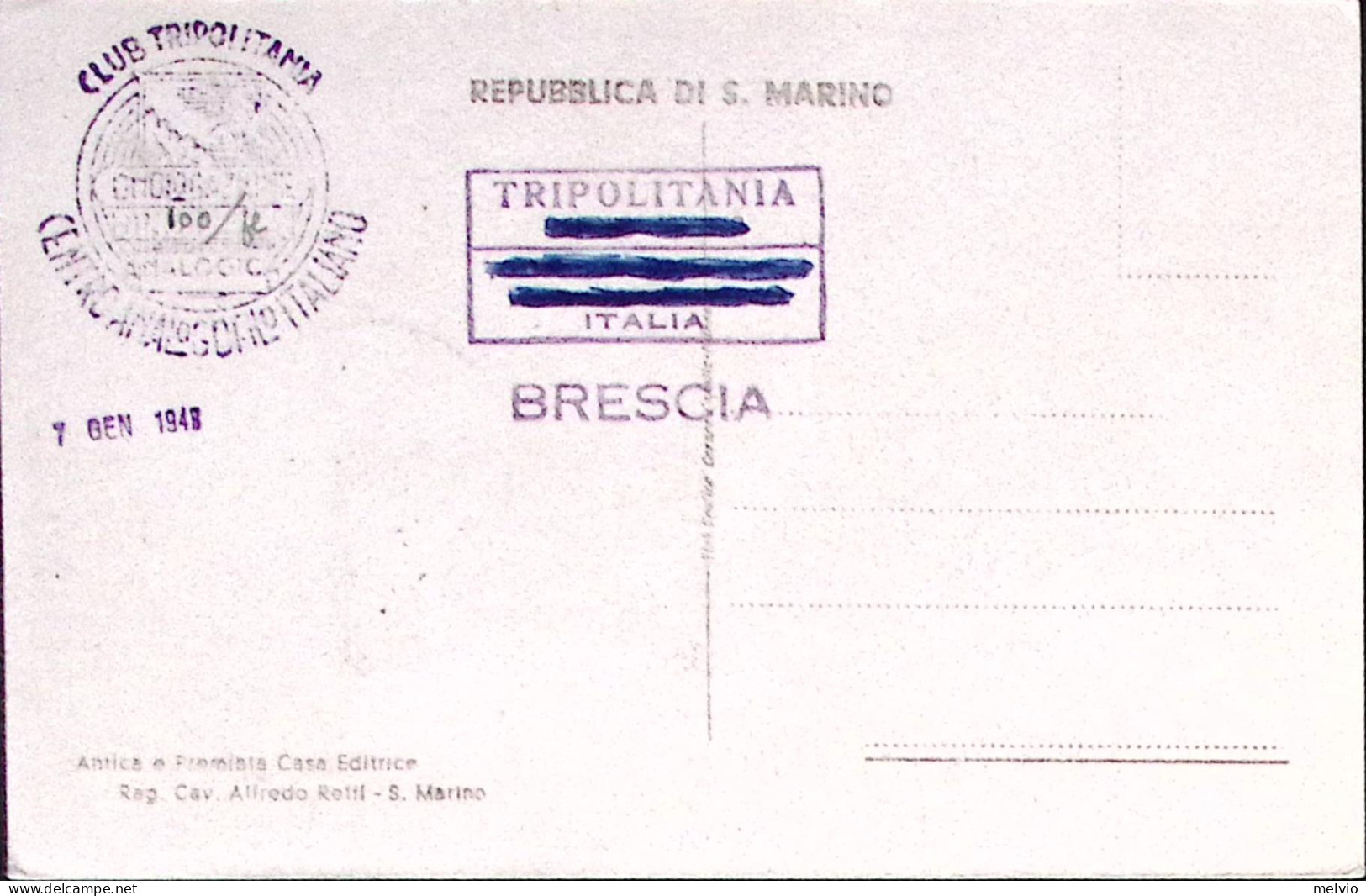 1948-SAN MARINO Posta Aerea C.25 Veduta Su Cartolina Maximum (7.1) - Airmail