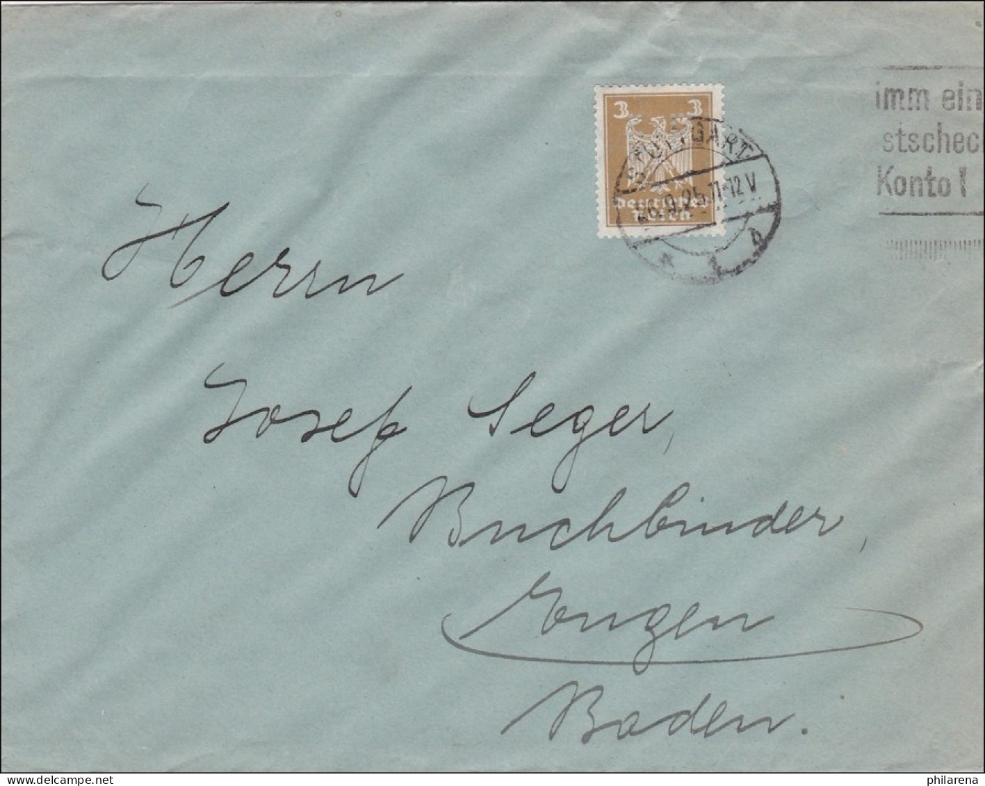 Perfin: Brief Aus Stuttgart, 1925, EF - Cartas & Documentos