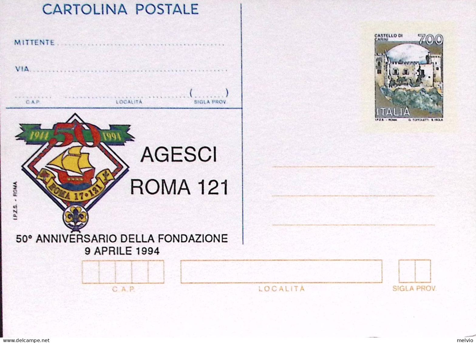 1994-Cartolina Postale Lire 750 Sopra .IPZS ROMA AGESCI Nuova - Stamped Stationery