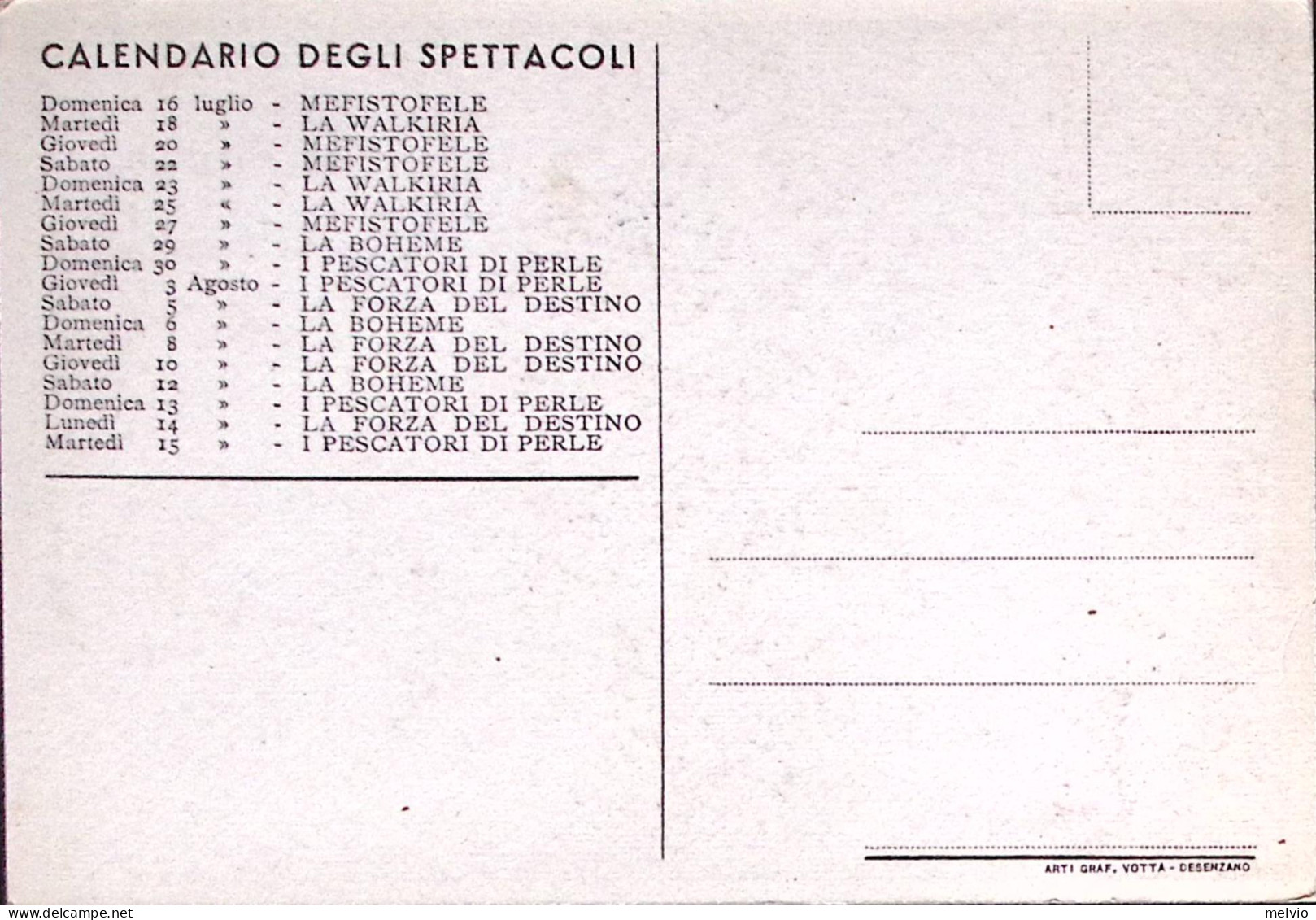 1950-VERONA ARENA Programma Manifestazione, Nuova - Muziek