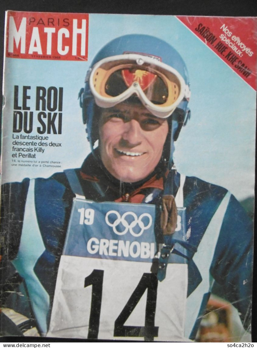 Paris Match N°984 17 Février 1968 Killy, Le Roi Du Ski; Vietnam; L'évadé De L'île De Ré; Les Grandes Heures De Grenoble - General Issues