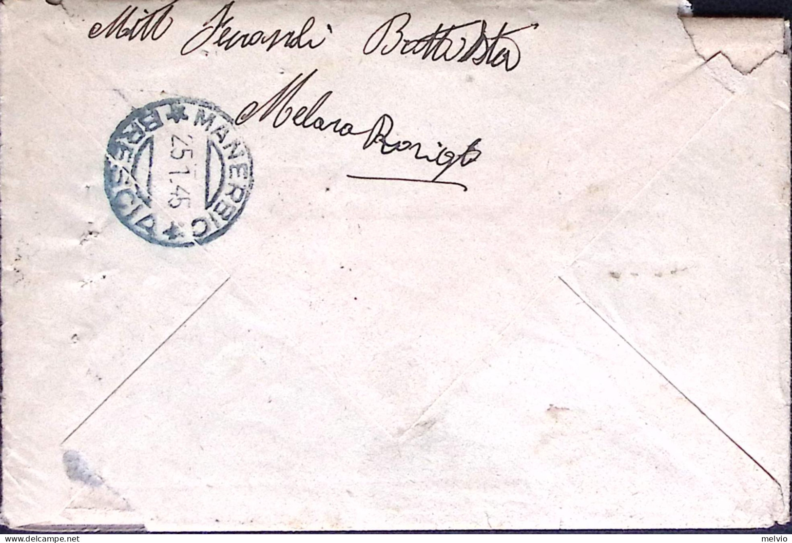 1945-R.S.I. MELARA C.2 (17.1) Su Busta Non Affrancata E Tassata - Poststempel