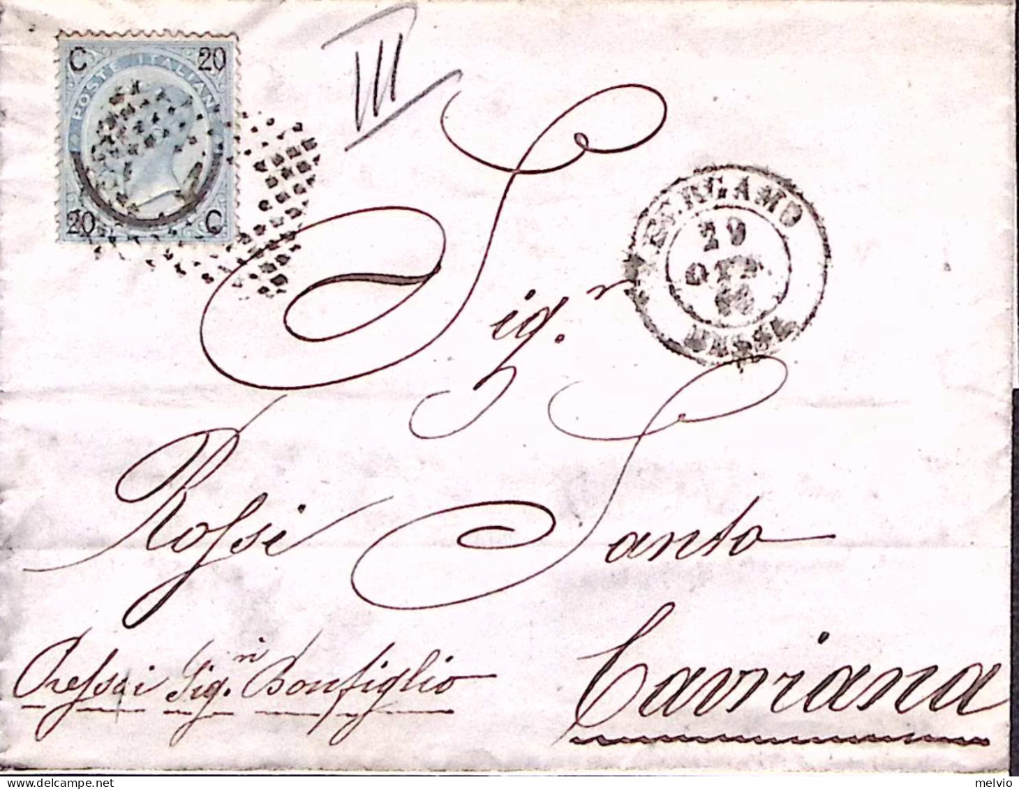 1866-effigie Sopr. C.20/15 Su Lettera Completa Di Testo Bergamo (29.10) - Marcophilie