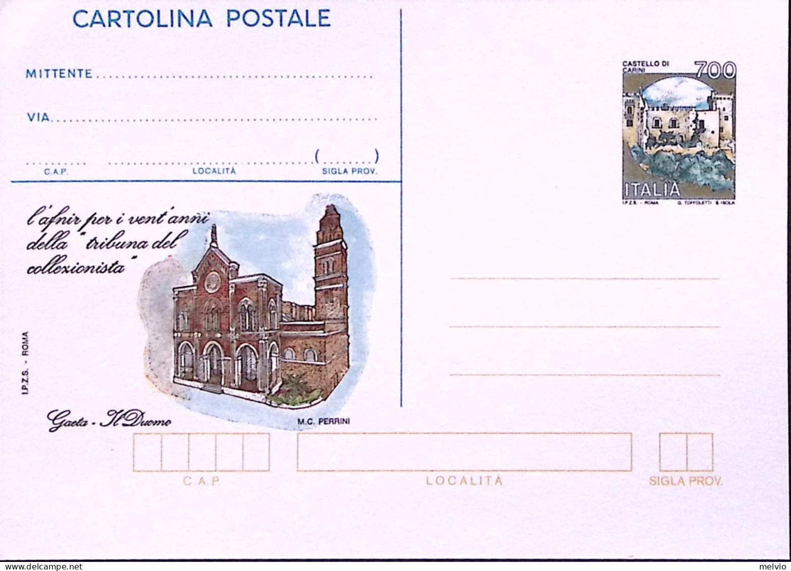 1993-Cartolina Postale Sopr. IPZS La Tribuna Del Collezionista, Nuova - Entiers Postaux