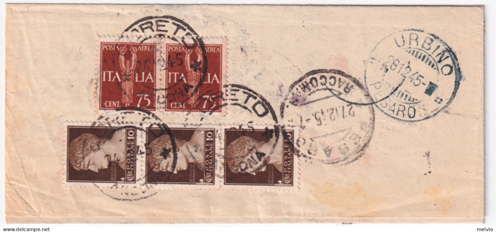 1945-Posta Aerea Tre Coppie (una Al Verso) C.75 + Al Verso Imperiale Tre C.10 (a - Marcophilia